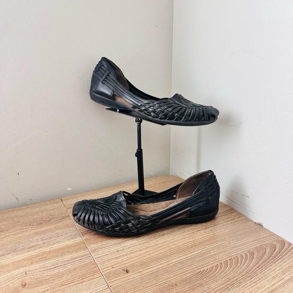 Natural Soul By Naturalizer Black Leather Slip On Flats Women’s Size 9.5